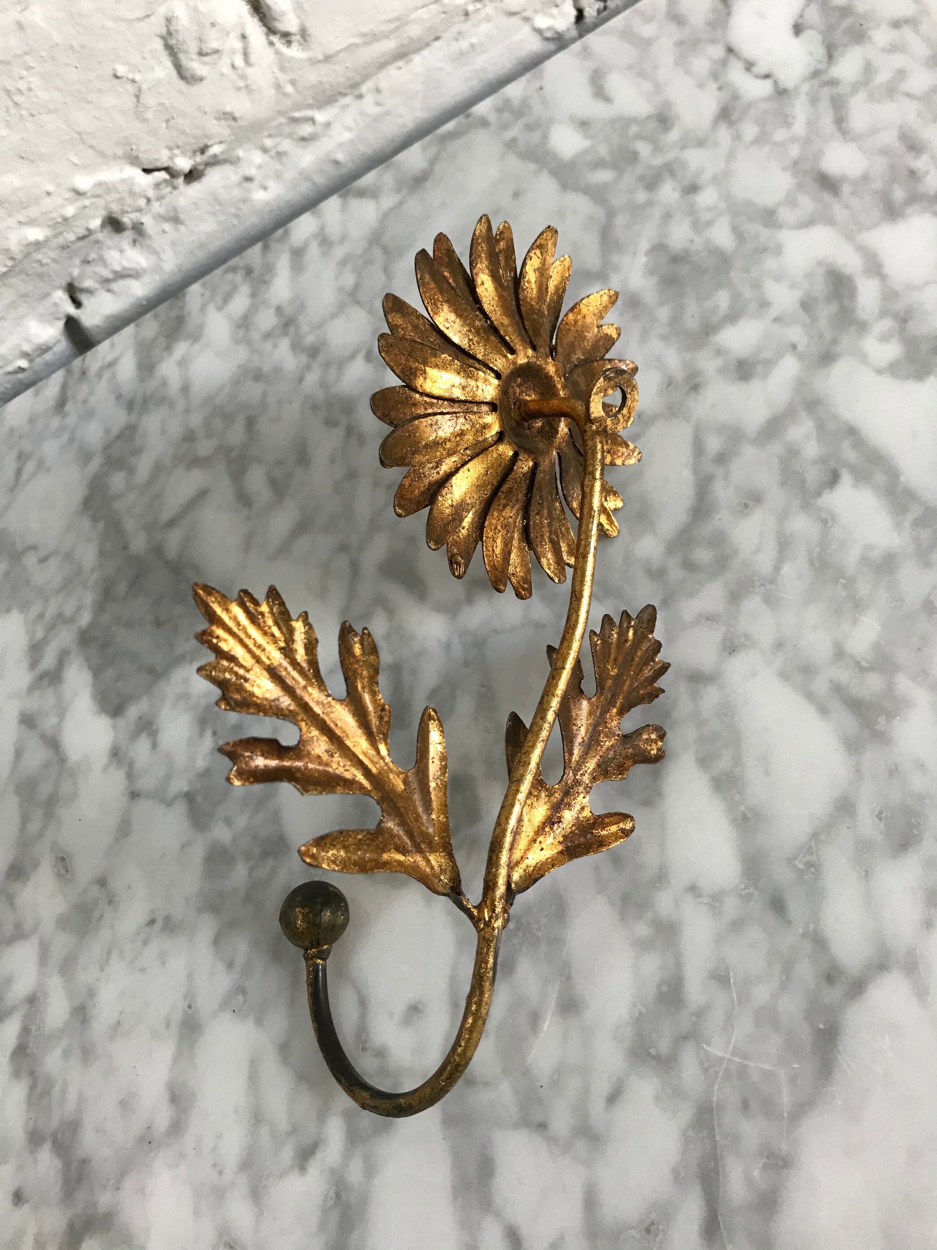 Brass flower patère