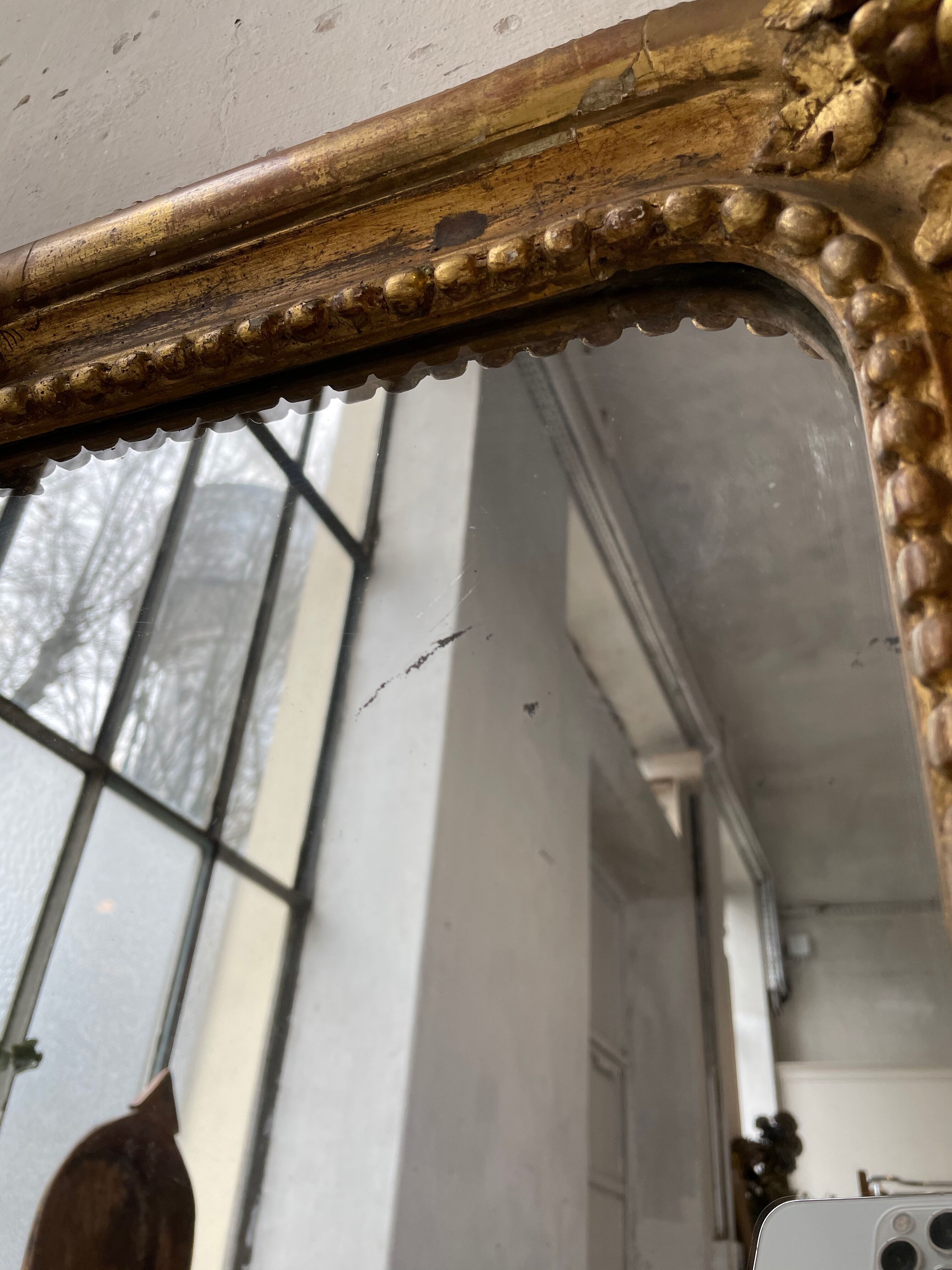 Louis Philippe Flowered Mirror 19th 84x150cm