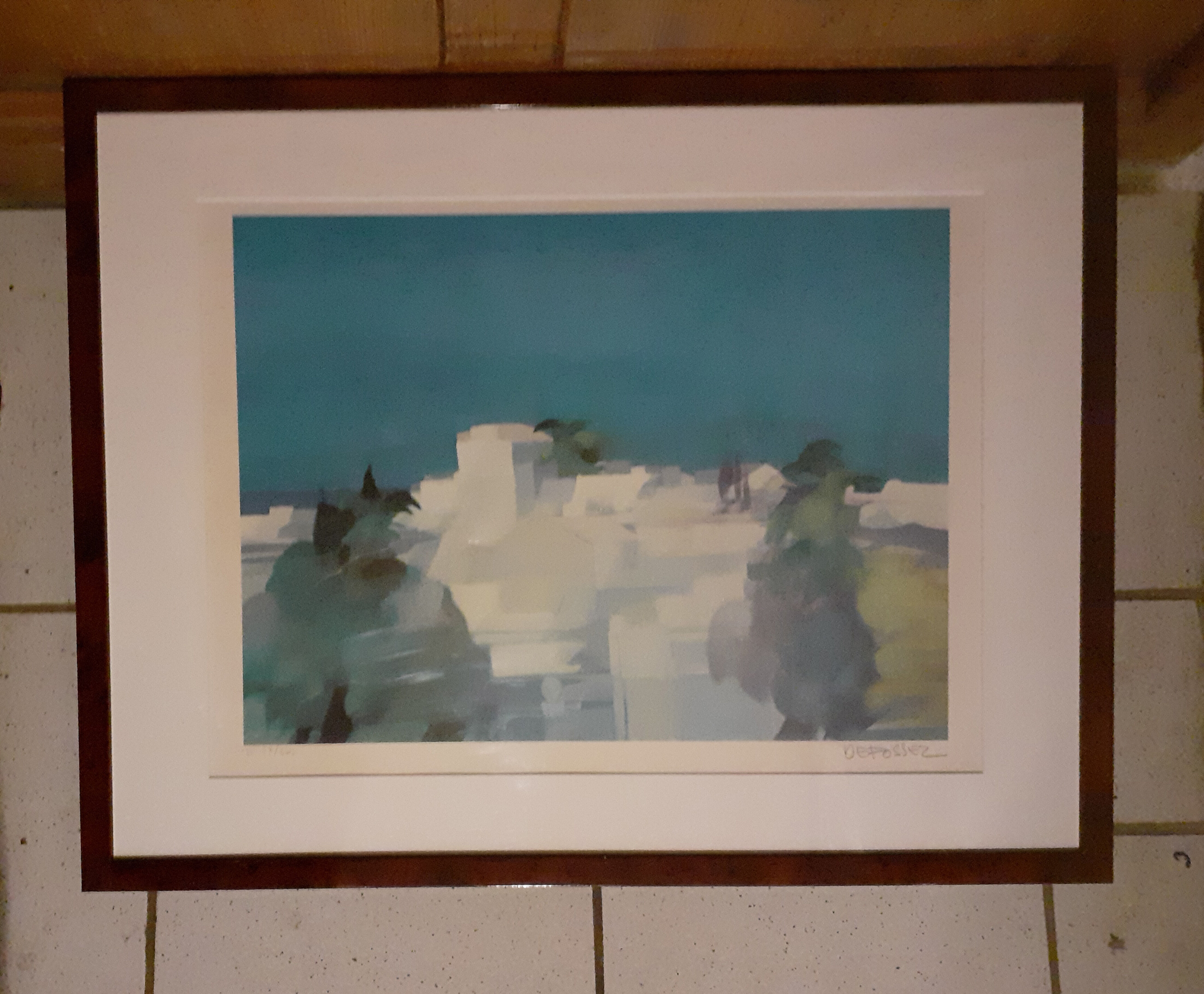 Lithograph Mediterranean landscape of Defossez