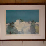 Lithograph Mediterranean landscape of Defossez