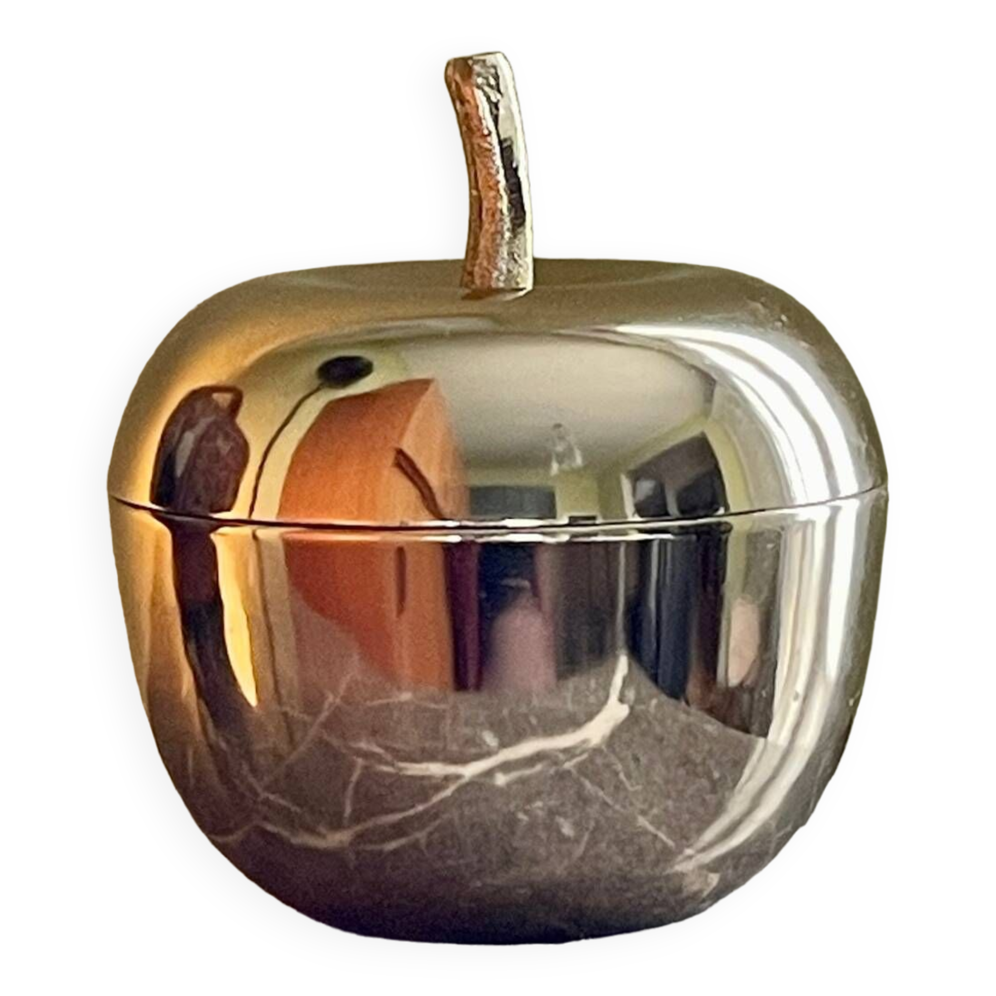 Vintage golden metal apple box