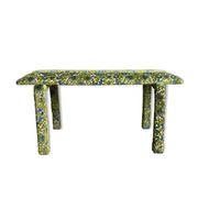 Banc en velours fleuri