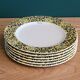 6 flat plates Cacharel floral decoration yellow and blue
