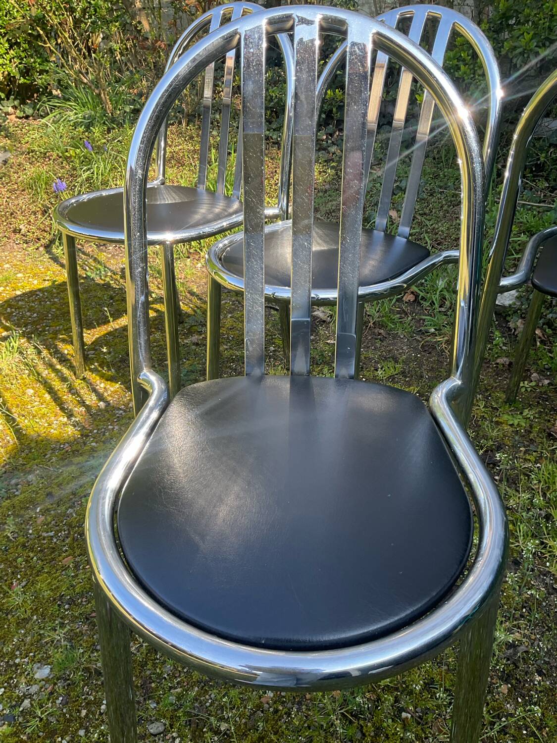 Set of 4 chrome chairs by Robert Mallet Stevens