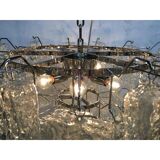 Italian "brick" transparent kromo metal frame murano glass chandelier