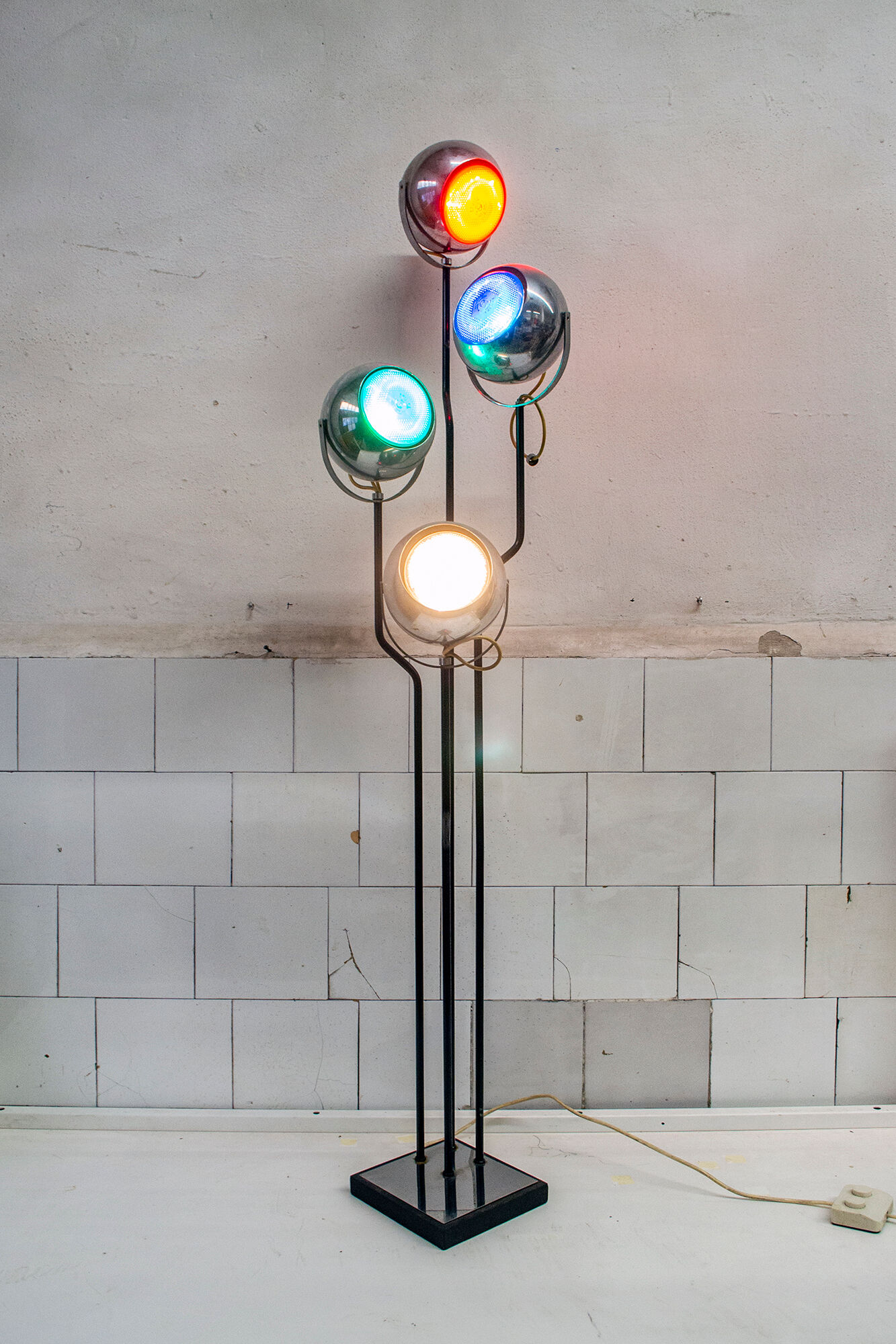 Goffredo Reggiani lamp for Reggiani, double ignition, coloured lights, Italy, 1960s