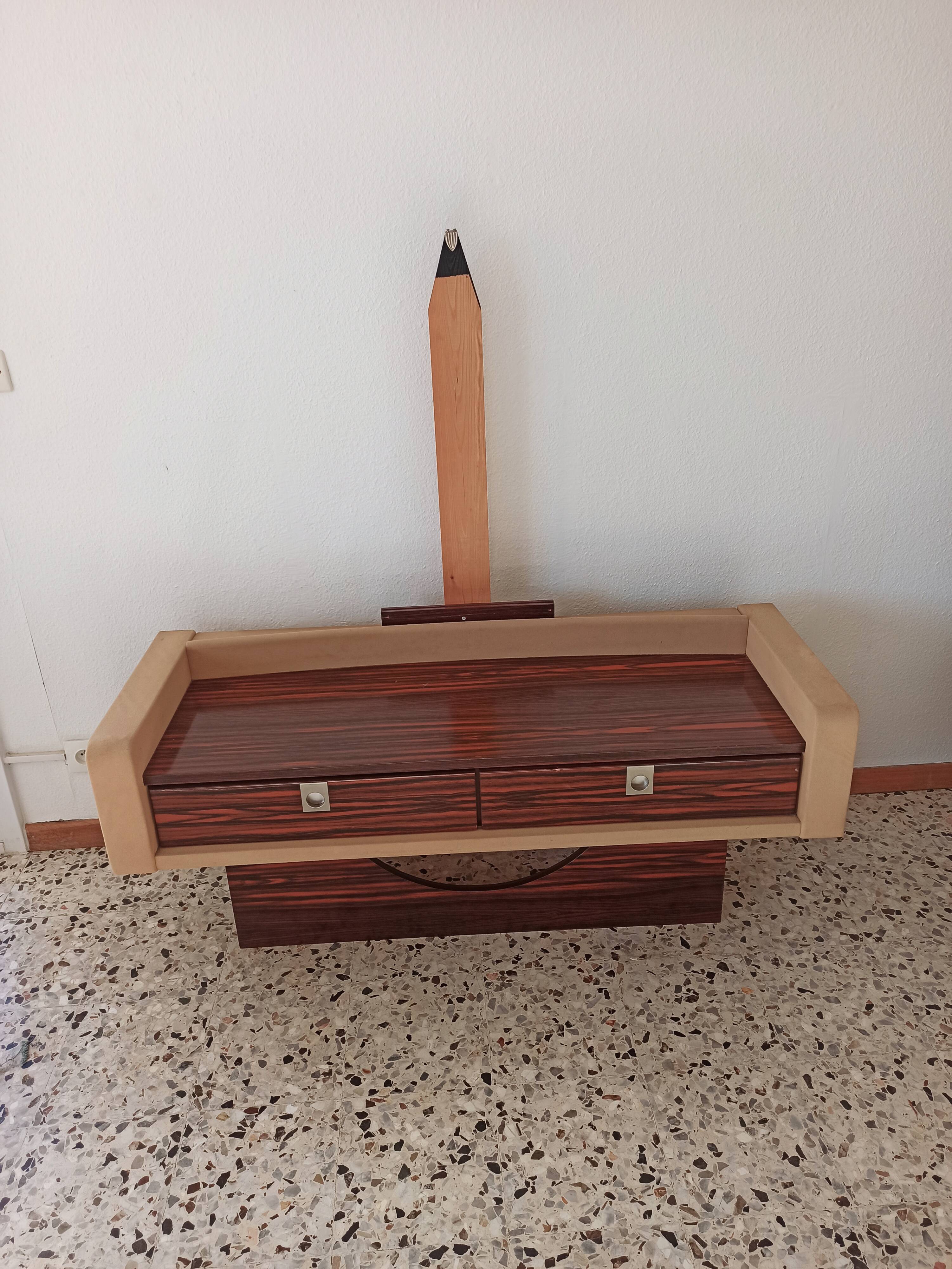 Ebony veneer dressing table with mirror, 1970s