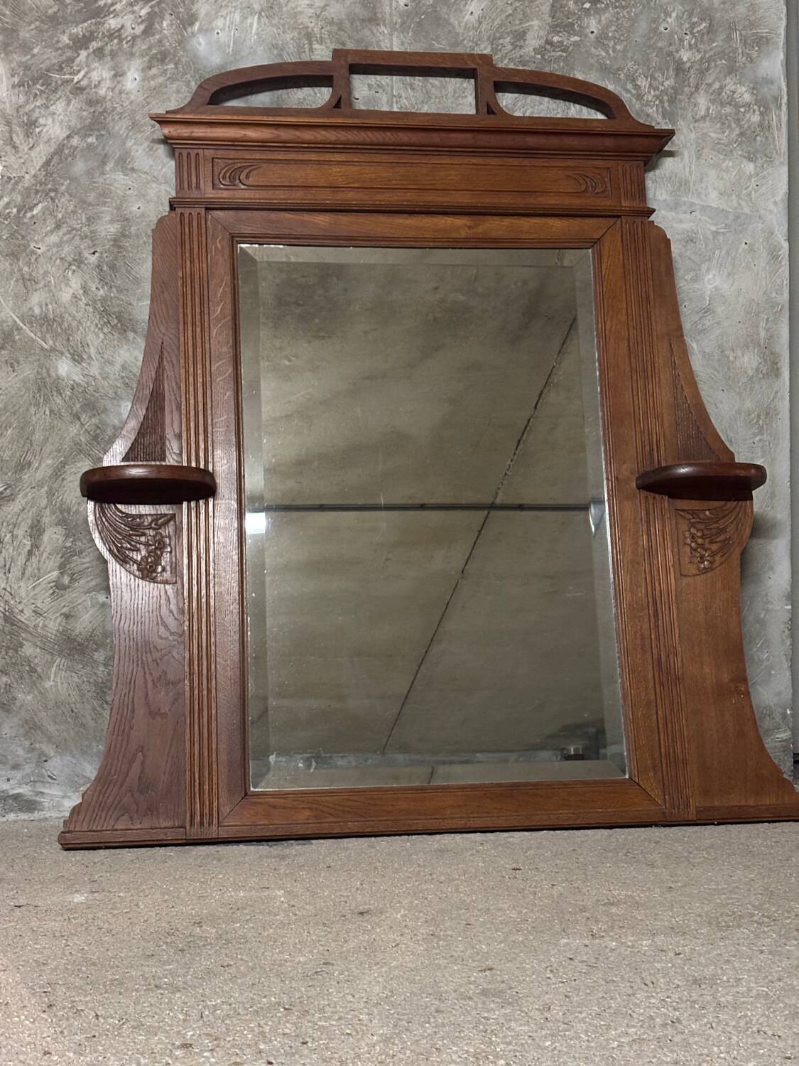 Molded and carved wooden trumeau