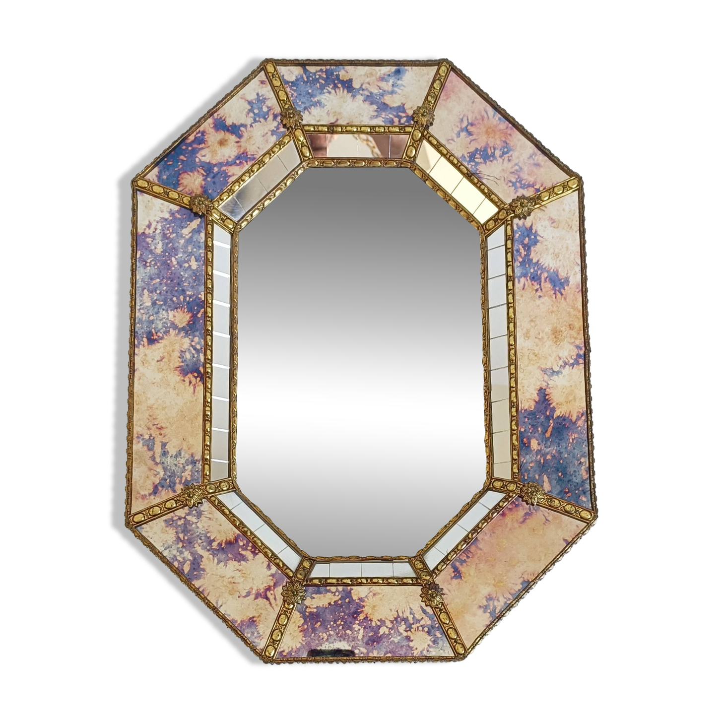 Venetian Modern Octagonal Wall Mirror, Handcrafted in Spain, Dated 1989