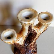 Bougeoir céramique faux-bois années 50