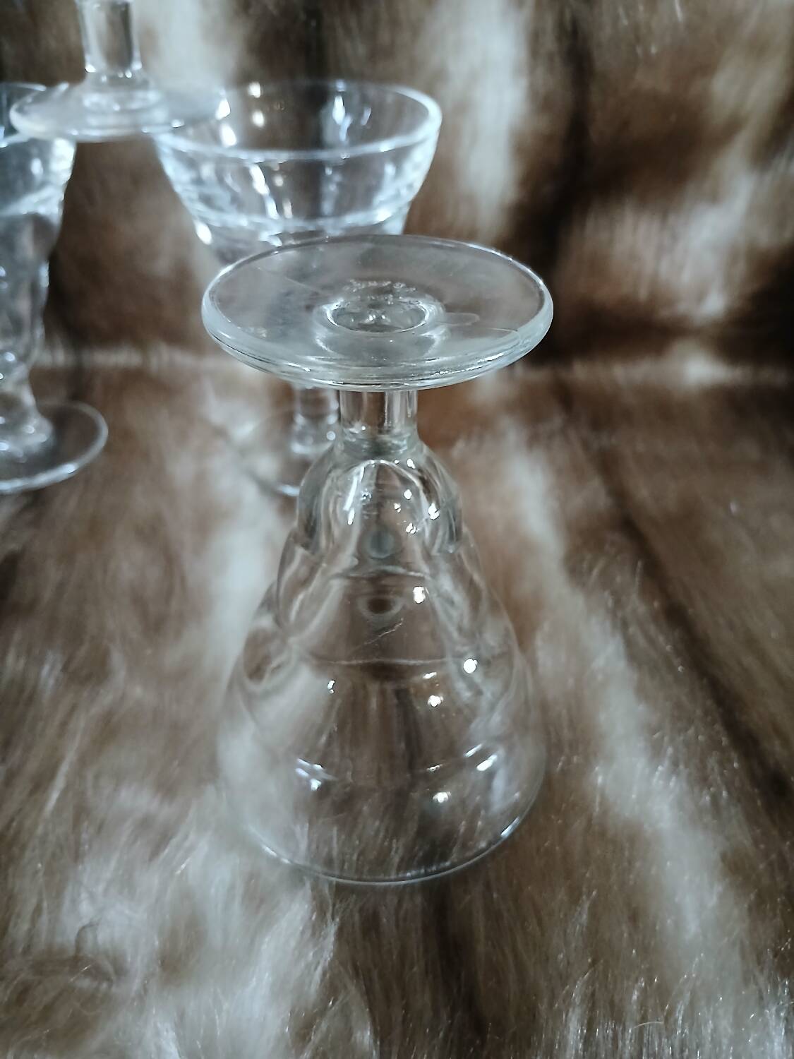 6 vintage Duralex stemmed glasses