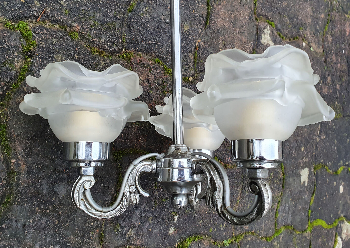 Suspension chrome chandelier and Murano glass paste, 20s / 30s.