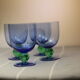 Fine vintage blue and green foot glasses