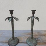 Pair of palm candle holders