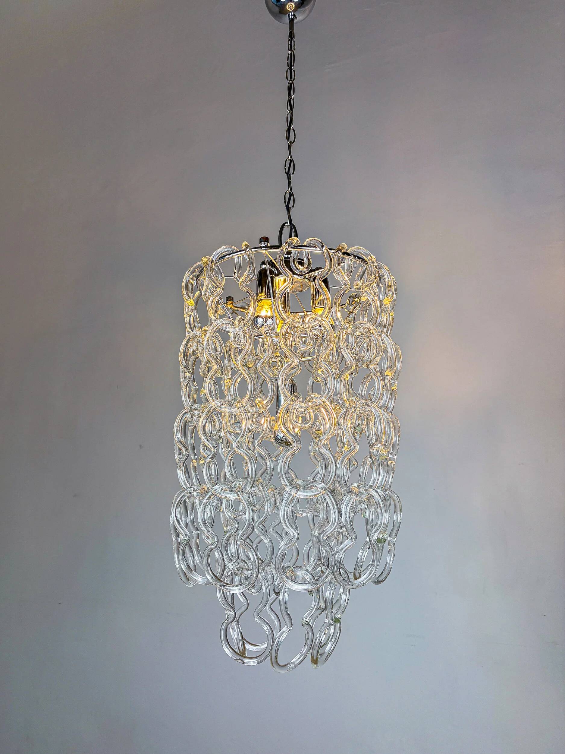 Giogali chandelier by Angelo Mangiarotti for Vistosi, Murano glass, Italy 1960s