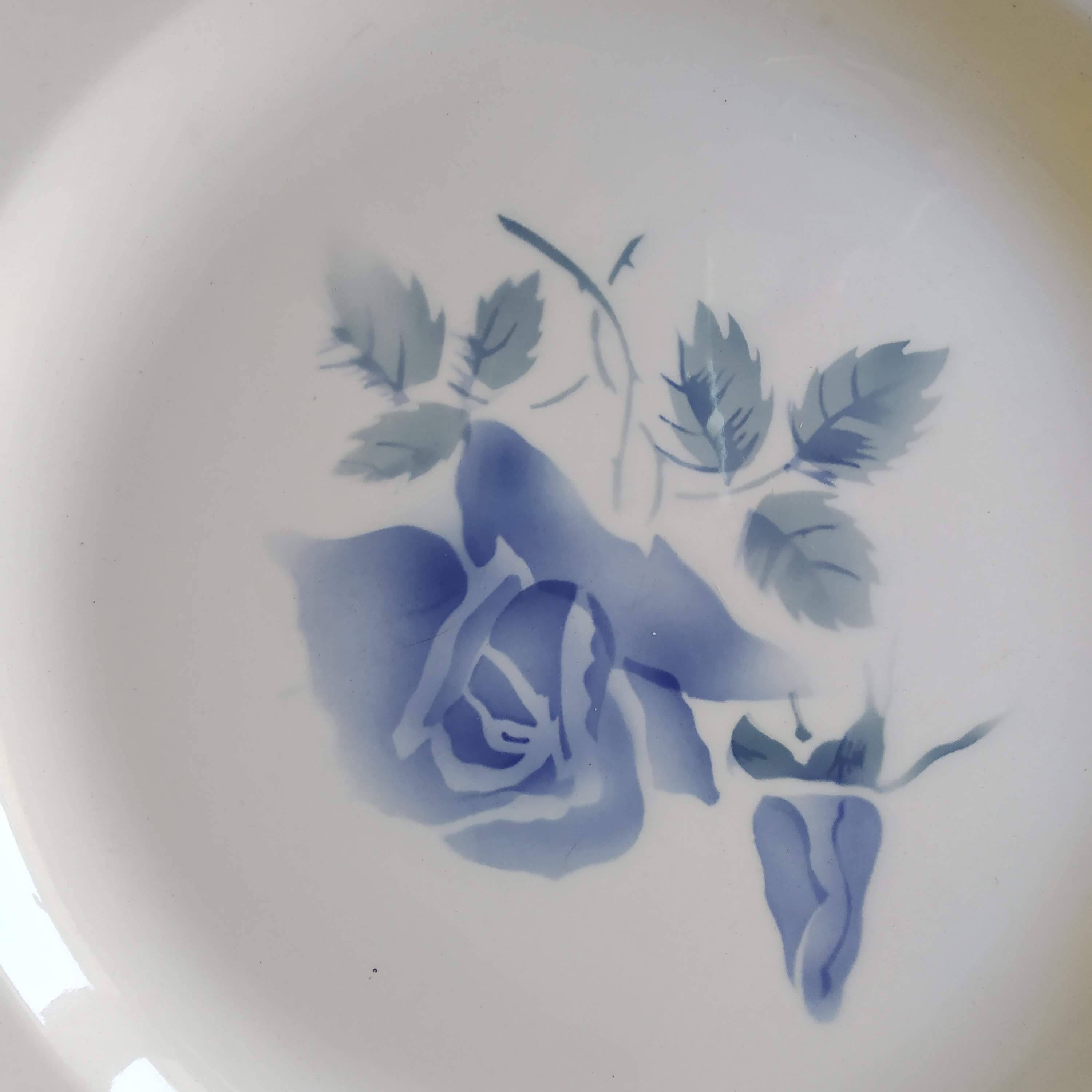 Large Digoin Sarreguemines Blue Rose dish