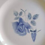 Grand plat Digoin Sarreguemines Rose bleue