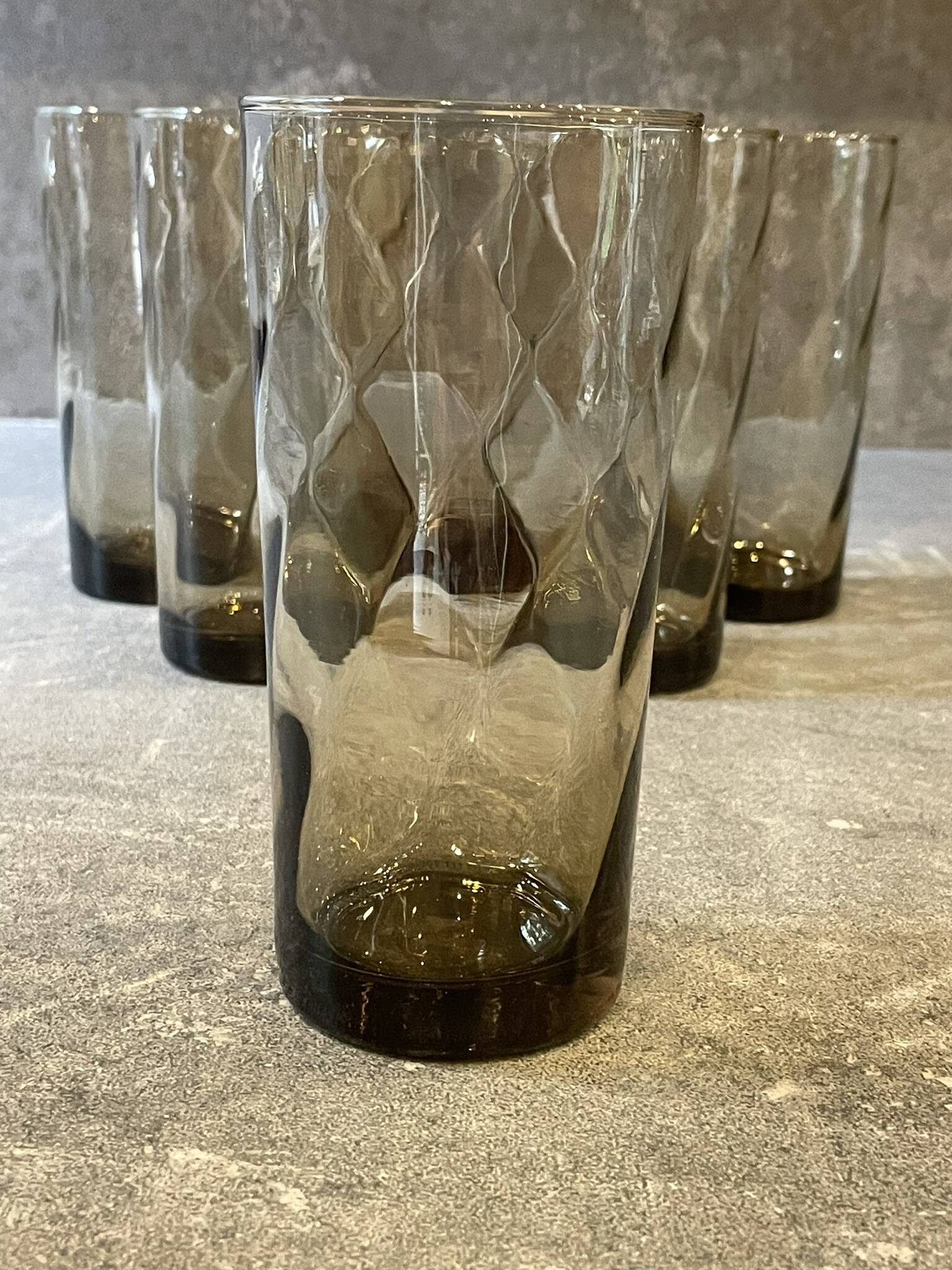 6 Luminarc smoked glass glasses