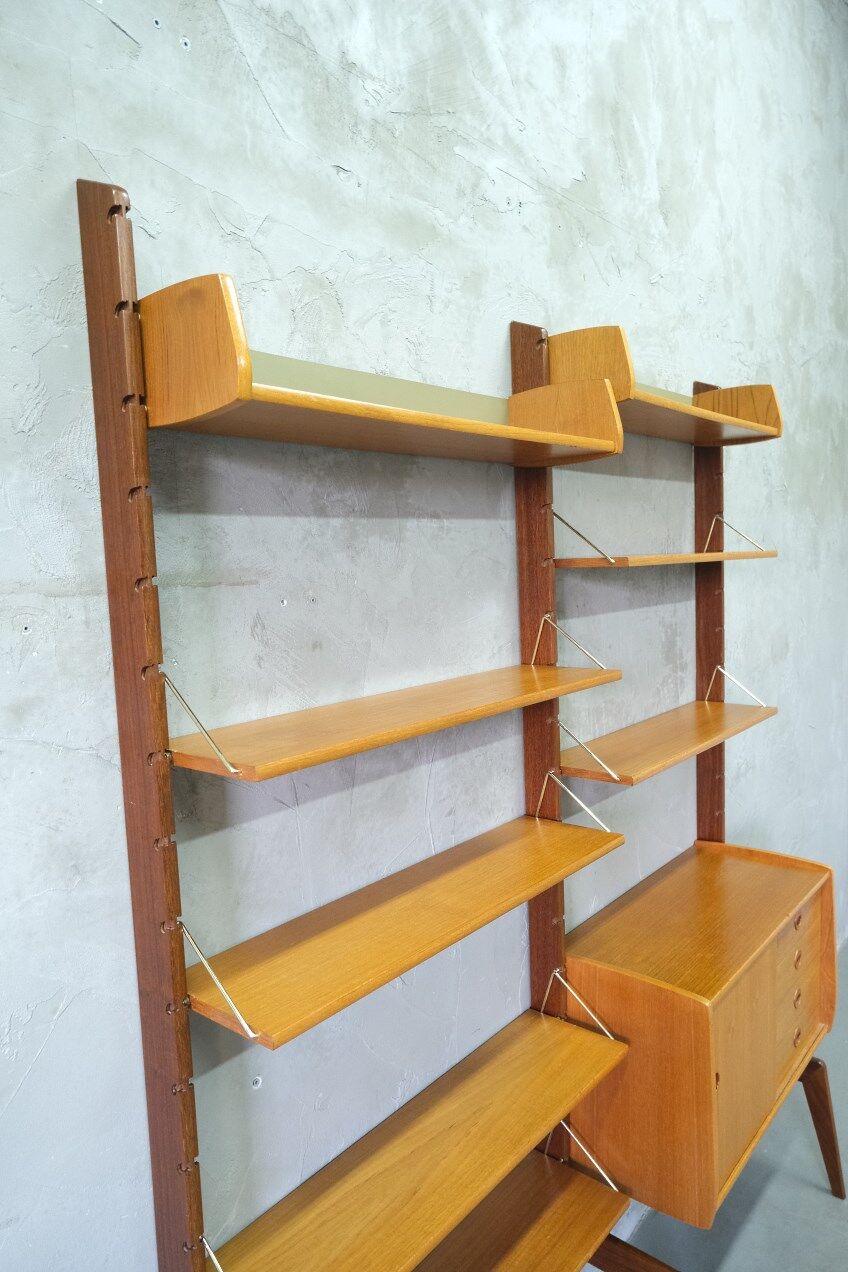 Mid-Century Modular Free-Standing Teak Wall Unit  by John Texmon for Blindheim Mobelfabrik, Norway,