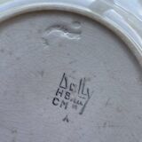 4 assiettes creuses HBCM Dolly 1930 bleu/rose céramique/faïence abstrait