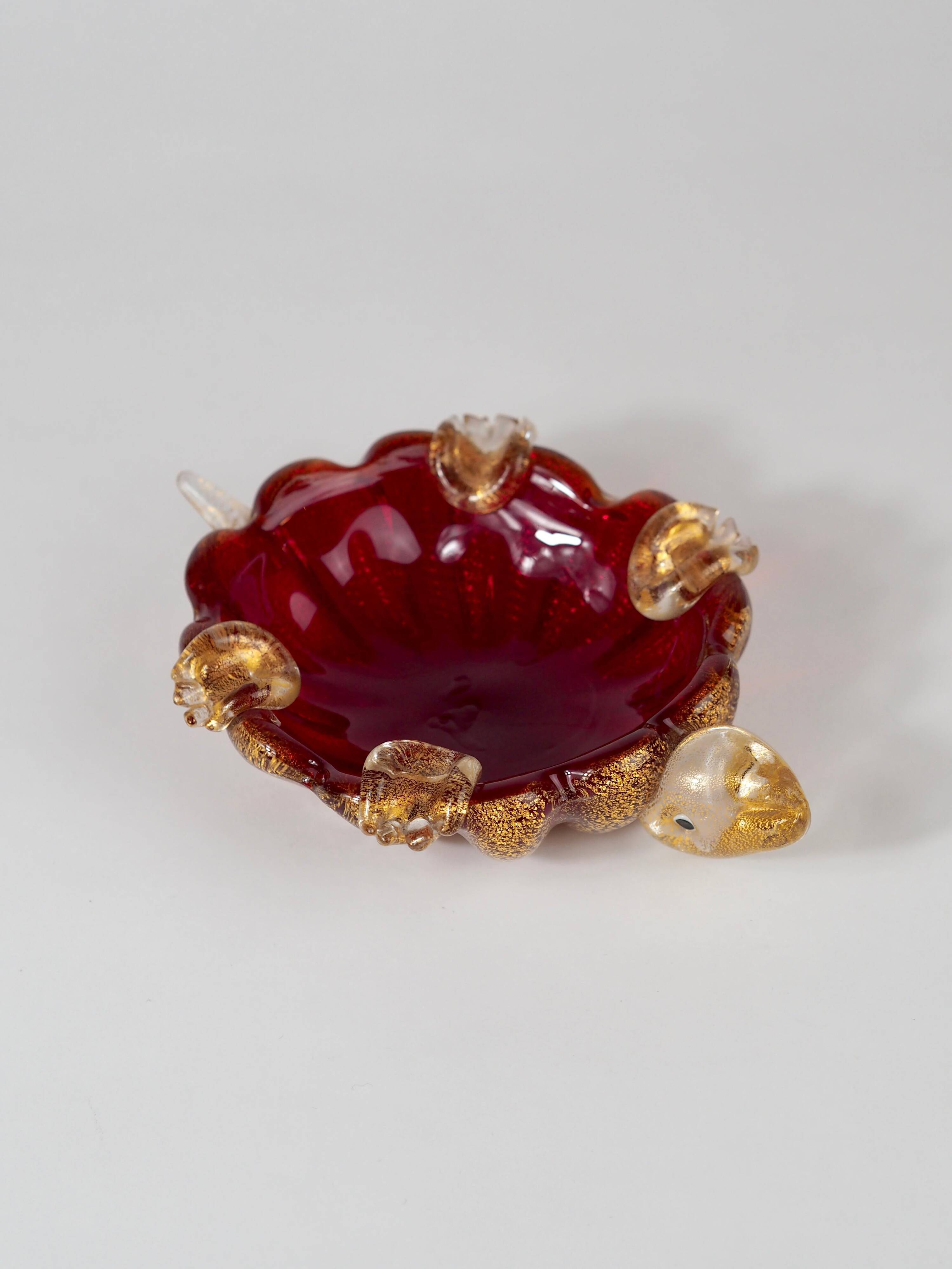 Sculpture de tortue et cendrier en verre de Murano du milieu du siècle par Barovier&Toso
