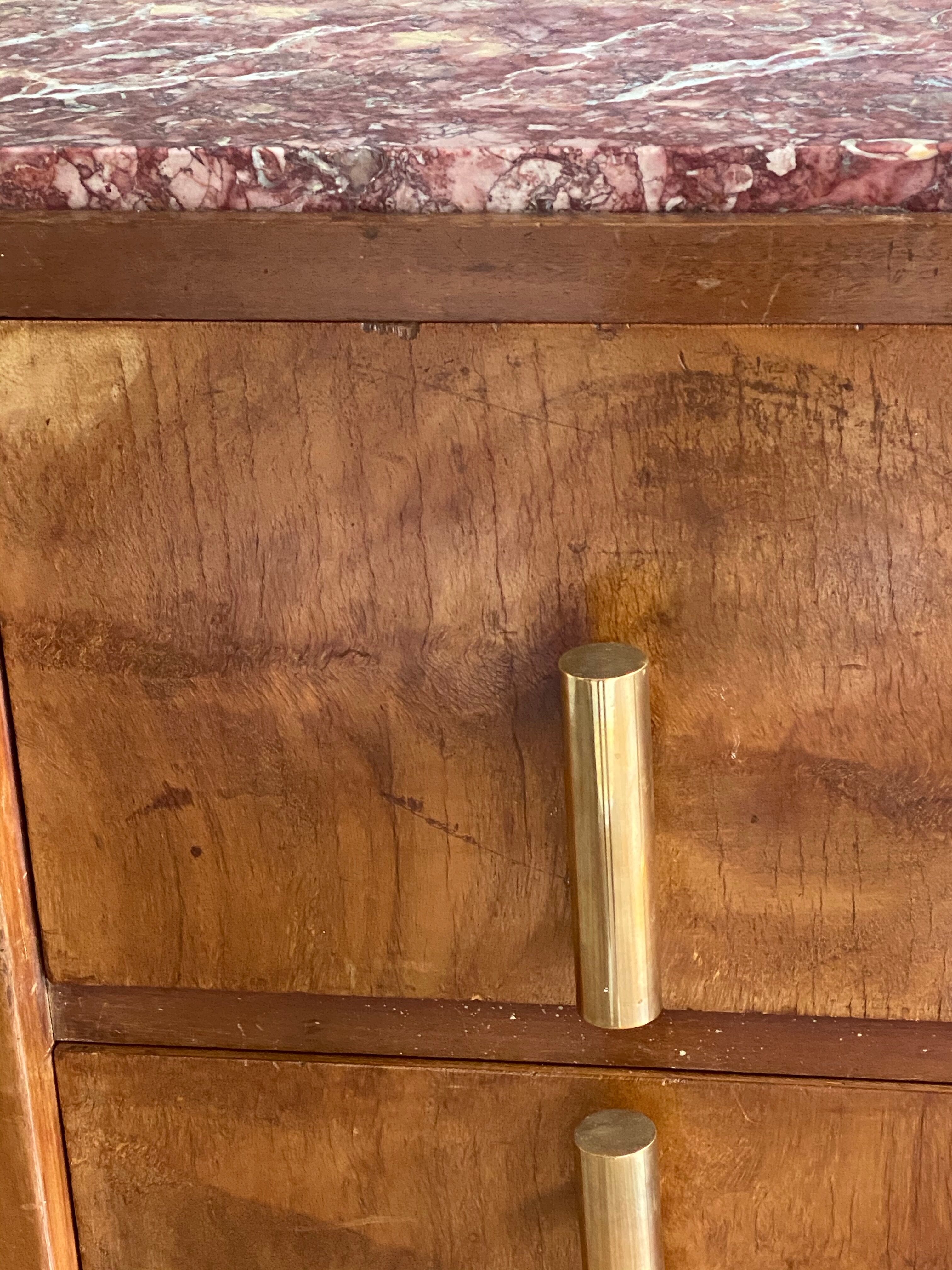 Art deco dresser, top pink marble 30s
