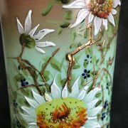 Vase Napoleon lll green opaline enamelled and gilded with fine gold