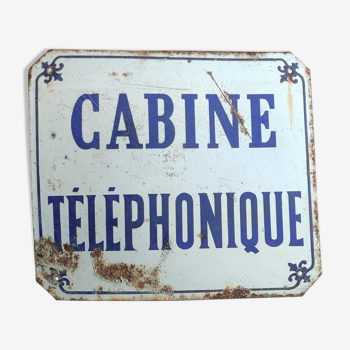 Old enamelled plate Telephone booth