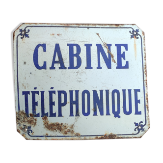 Old enamelled plate Telephone booth