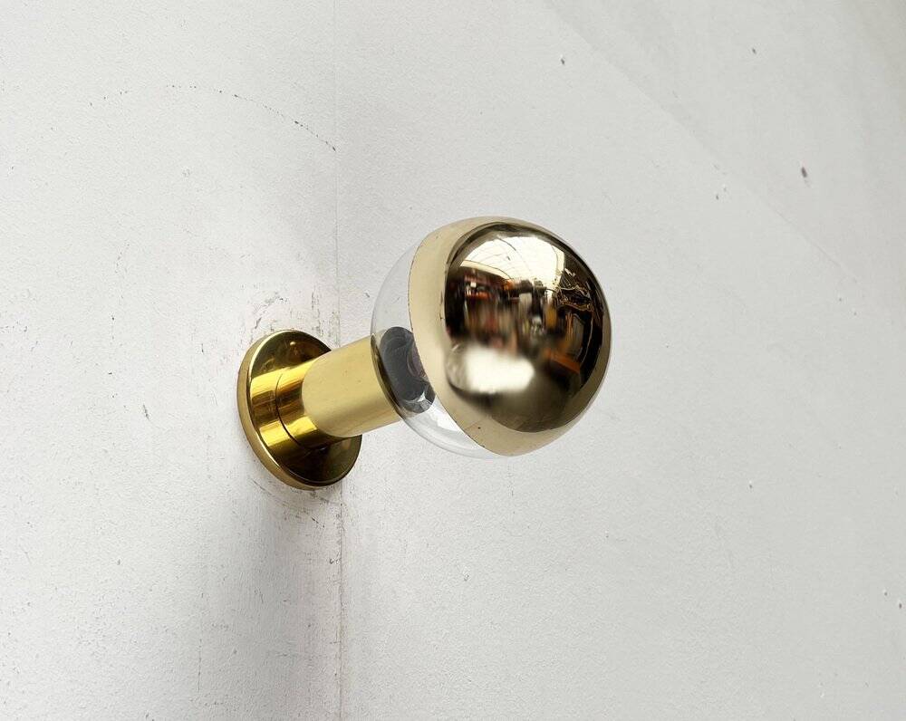 Vintage German Space Age Brass Ceiling Lamp by Motoko Ishii for Staff, 1970s