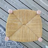 Set of 4 Bohemian straw stools
