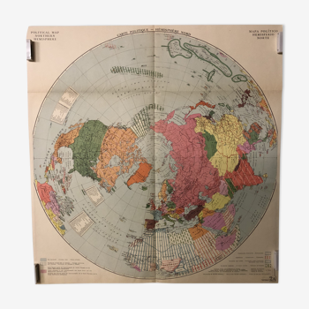 Mappemonde carte ancienne politique hémisphère nord