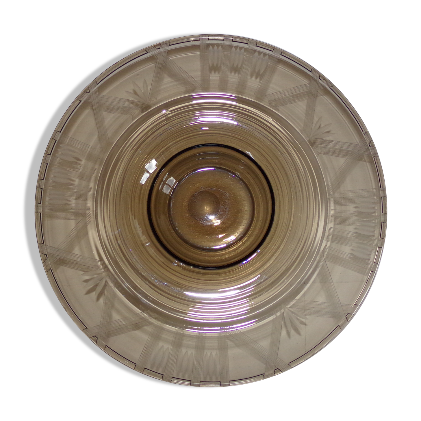 Art deco smoked glass dish or cup