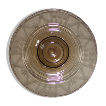Plat ou coupe en verre fumé Art Déco