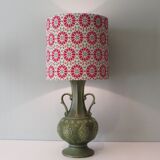 Ceramic table lamp from Bay, West Germany 1960 with handcrafted lampshade