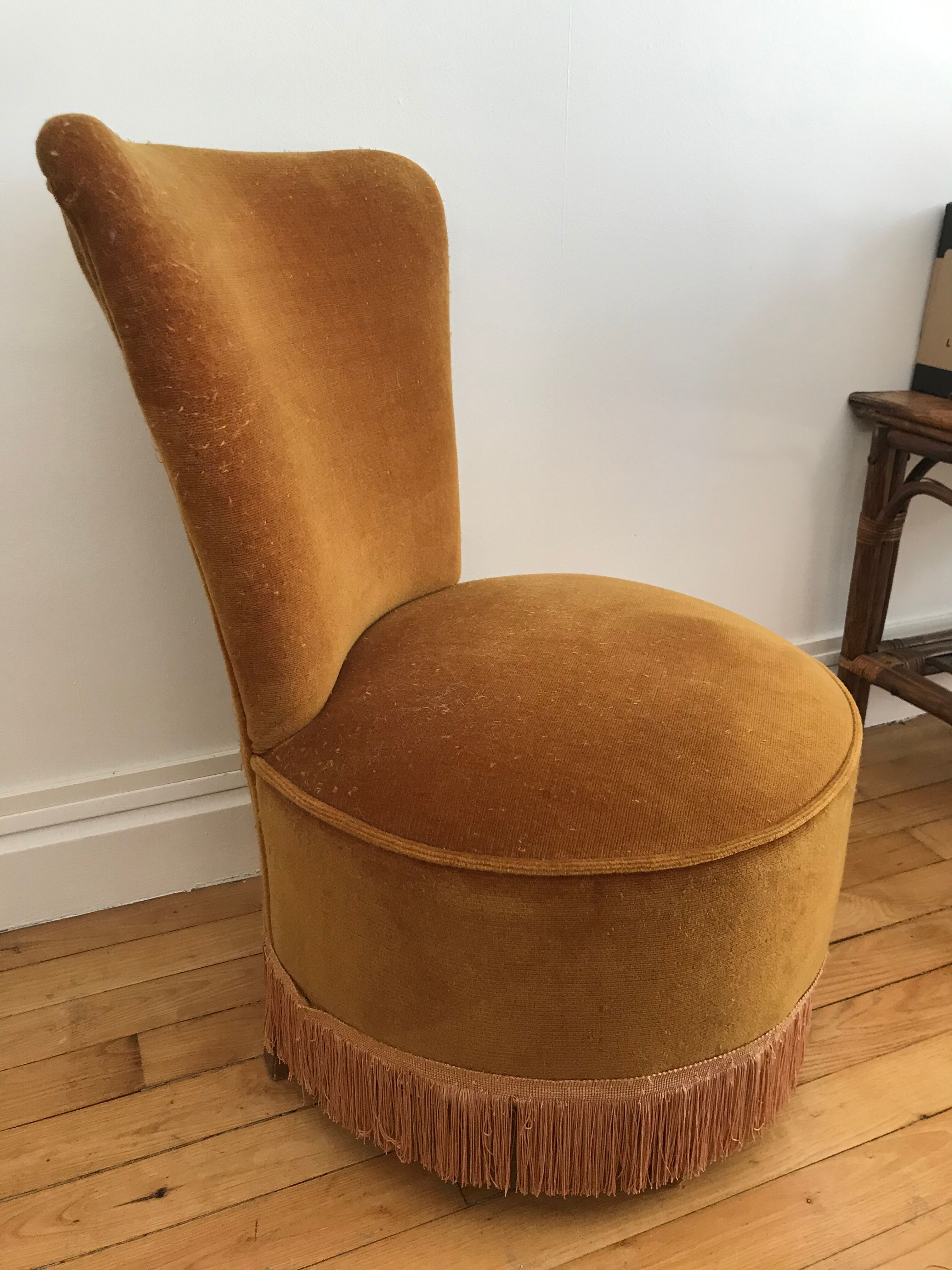 Fauteuil crapaud doré