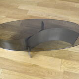 Vintage coffee table brushed steel and glass 1970
