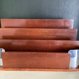 Art deco mail rack mahogany and chrome