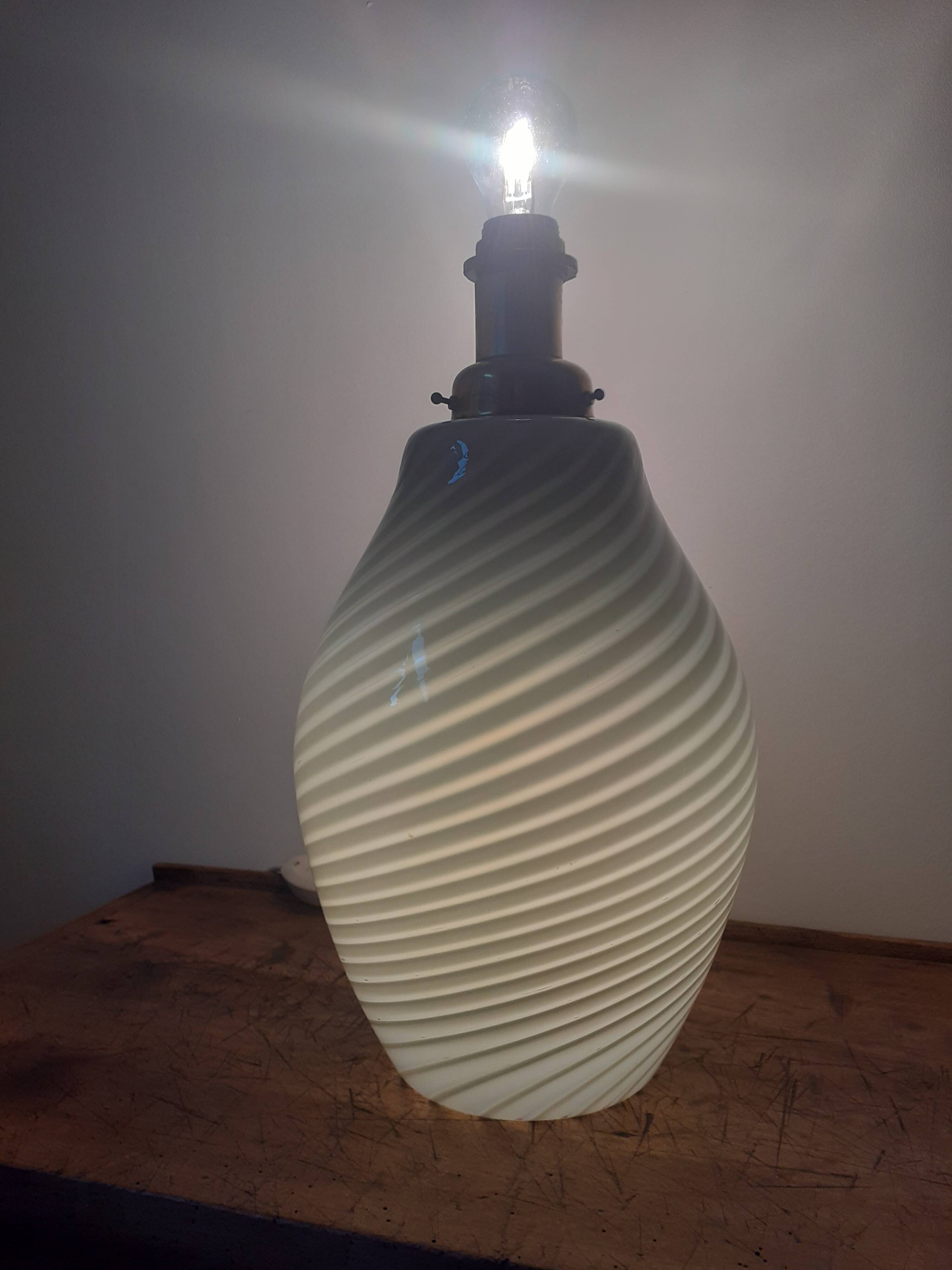 Murano glass lamp with ribbed pattern, 1970s
