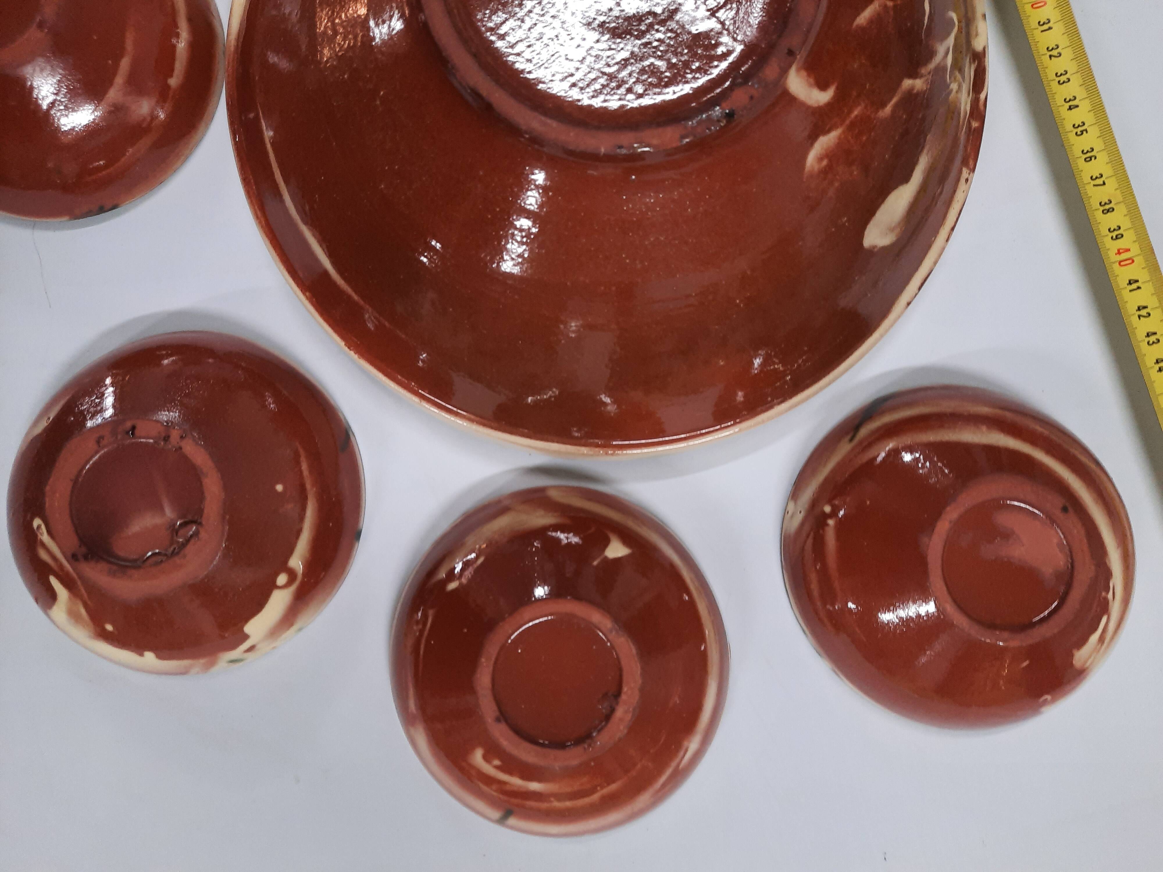 Glazed terracotta dessert service from alsace
