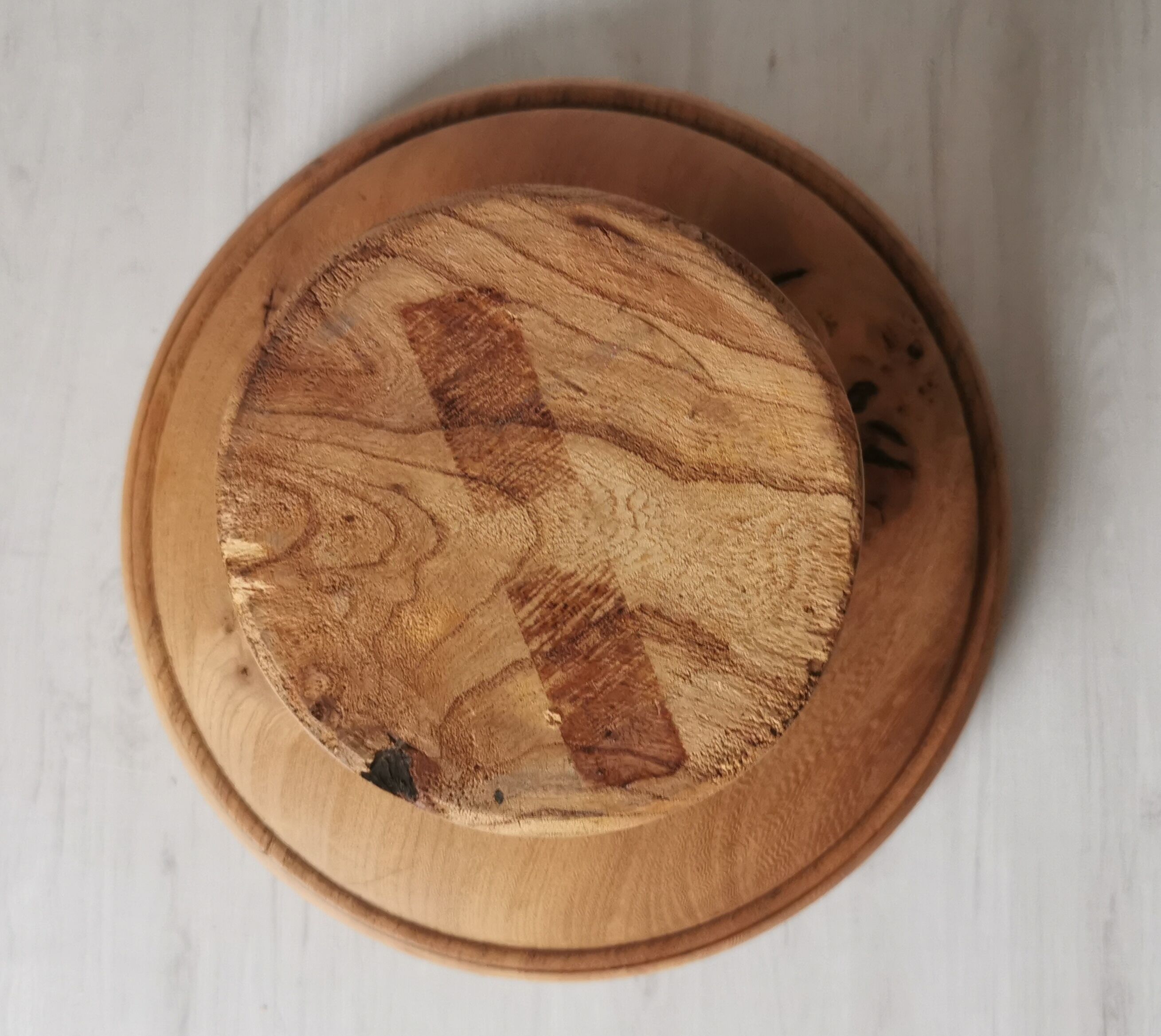 Compotier elm carved wood