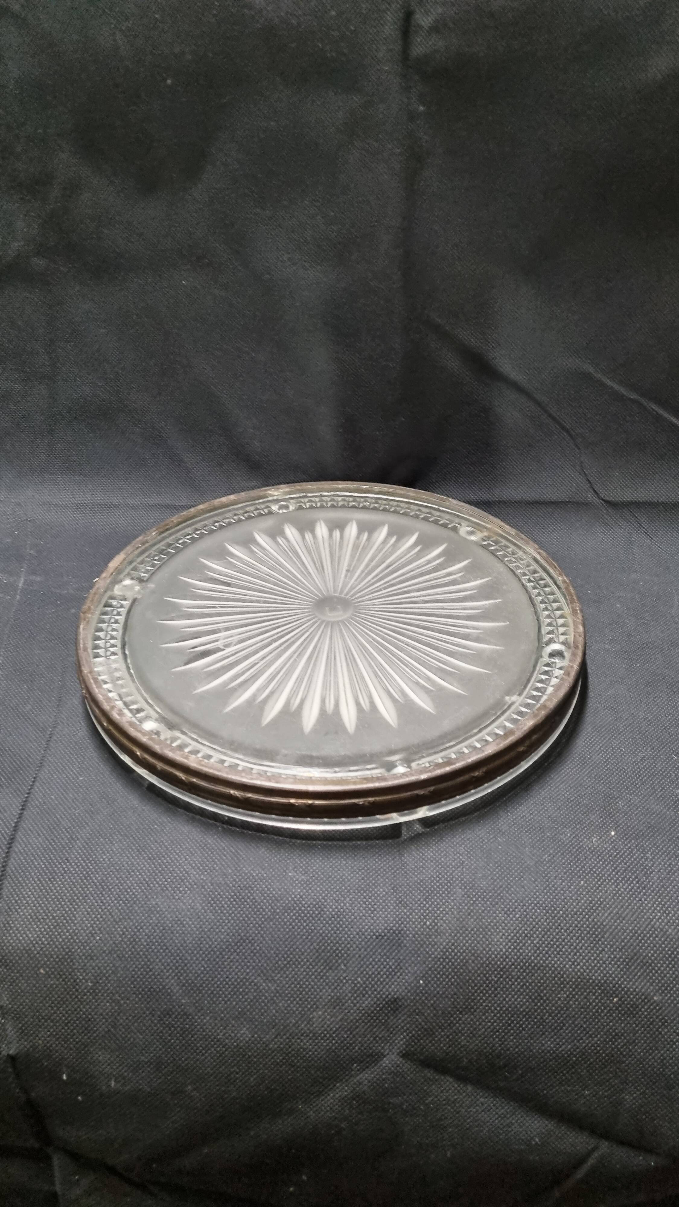 Verlys Art Deco glass and silver coaster