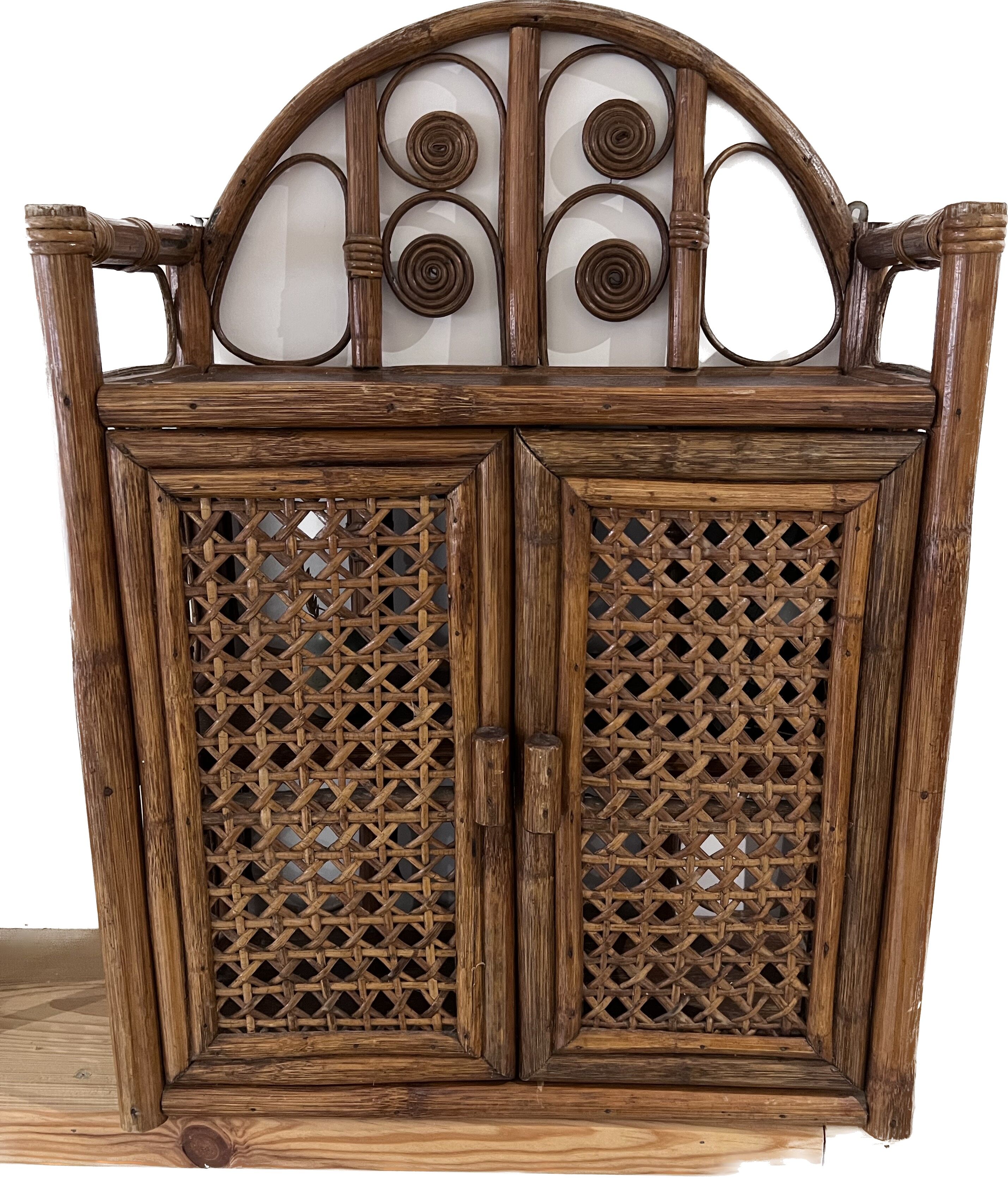 Vintage rattan wall shelf