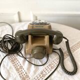 Téléphone fixe vintage Thomson Socotel S63 à cadran rotatif bicolore