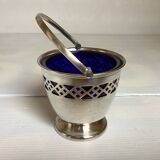 Blue and silver metal sweet jar.
