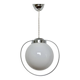 Art Deco pendant light in opaline and chrome-plated brass, 1930s-1940s