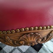 Set of Louis XV Cabriolet Chairs – Carved Wood & Bordeaux Leather