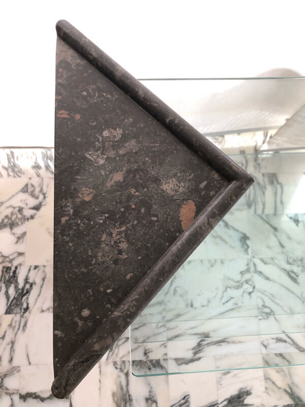 Console Roche Bobois en marbre noir veiné et verre, années 90