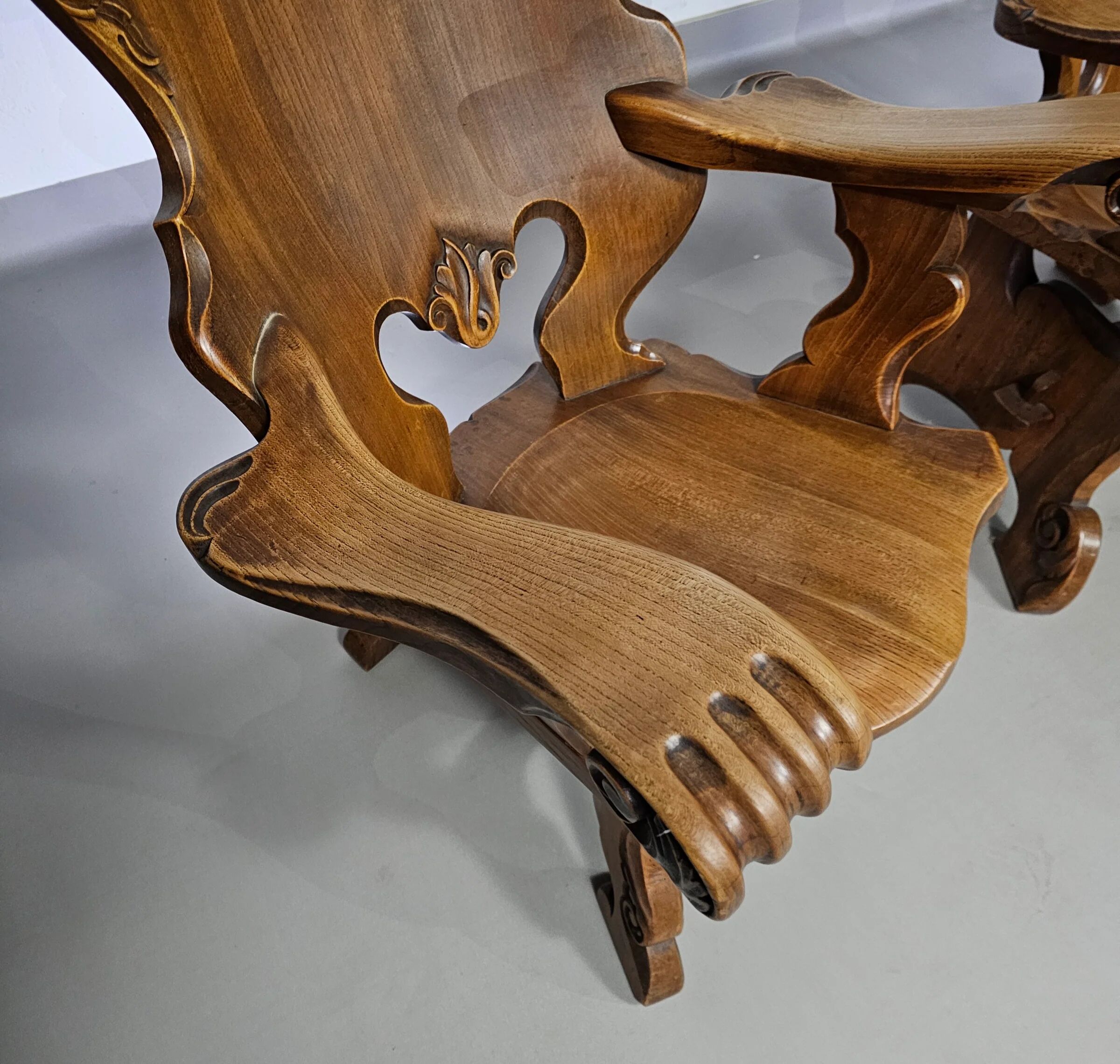 4 x large oak claw armchairs 1960s