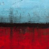 Blue and Red original minimalist abstract modern painting, stretched canvas